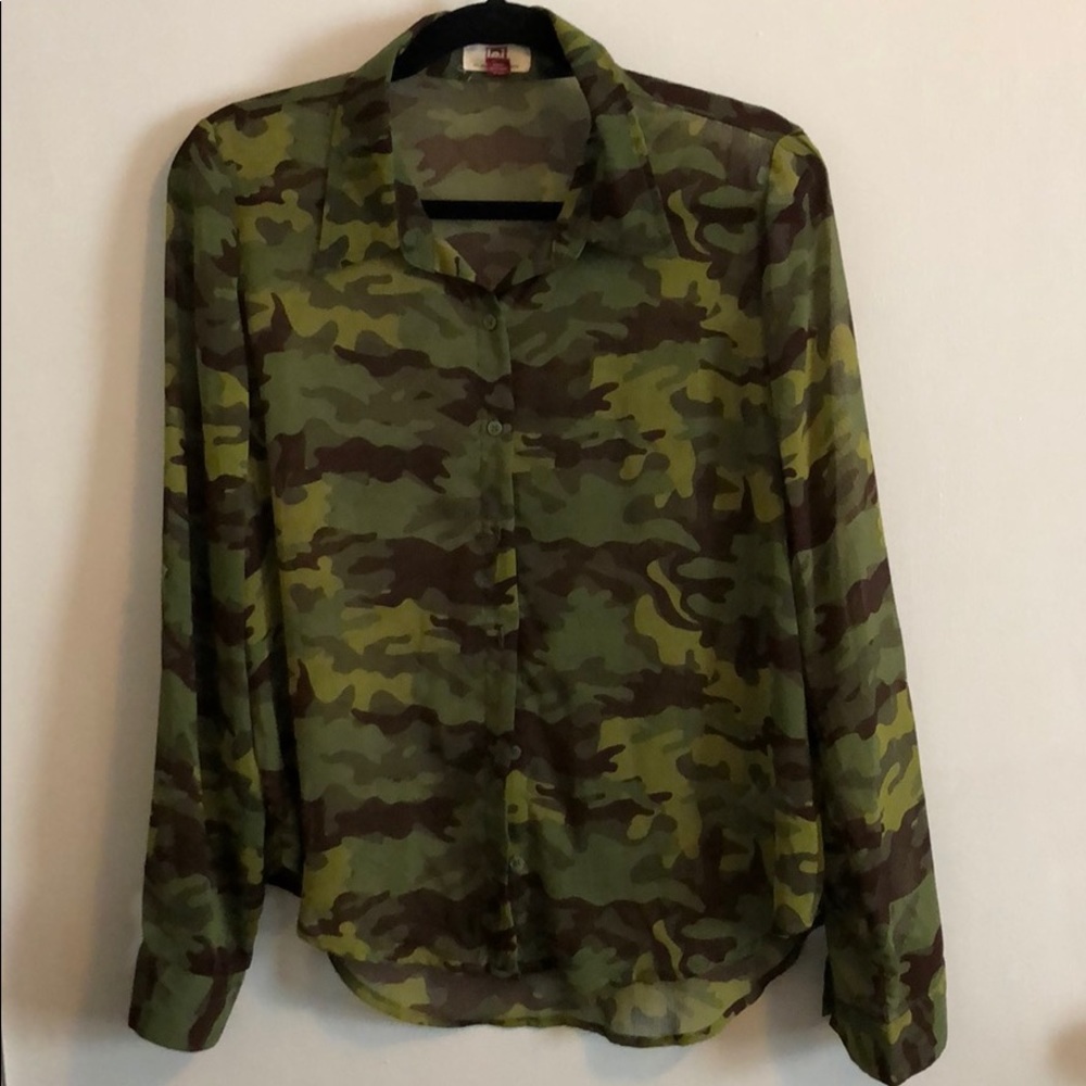 Camouflage button up blouse